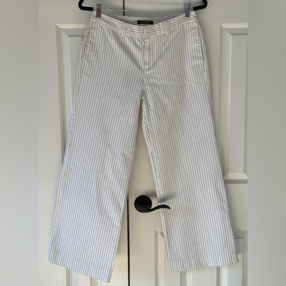 Lauren Ralph Lauren White Pinstripe Cotton Pants – Size 6